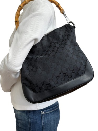 Gucci borsa mano bambù gg - borsa,